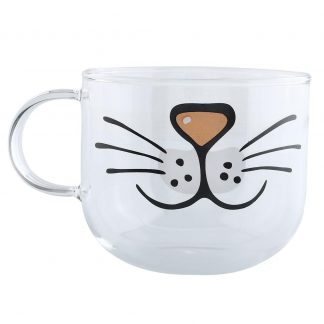 Cat Printed Glass Coffee Mug